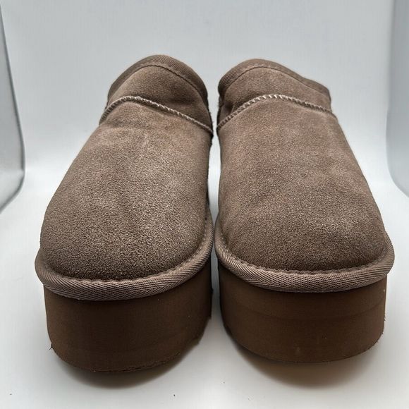 CUSHIONAIRE Women's Genuine Suede Cozy Mule Platform +Memory Foam 9 TAUPE - Picture 2 of 7